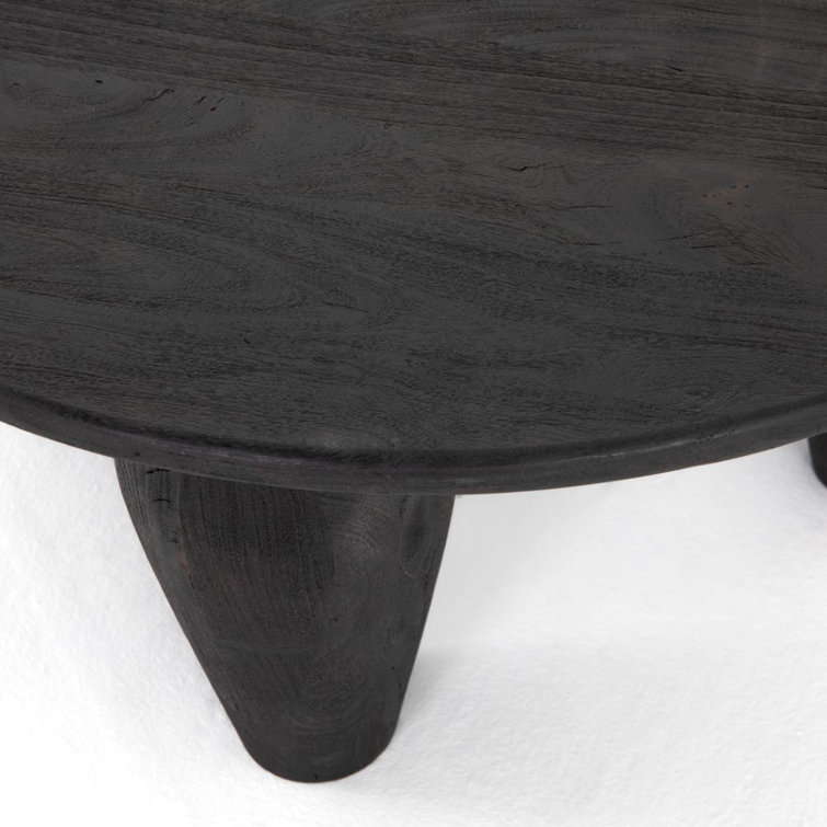 Round Black Reclaimed Wood Coffee Table with Storage