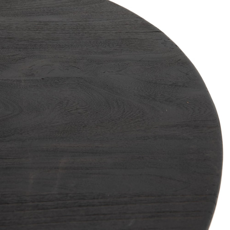 Round Black Reclaimed Wood Coffee Table with Storage