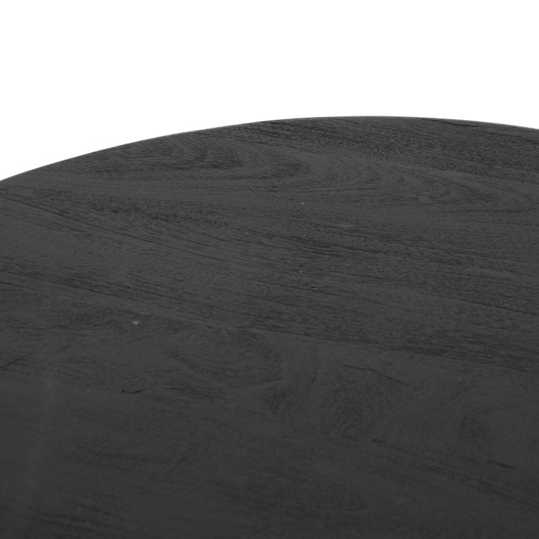 Round Black Reclaimed Wood Coffee Table with Storage