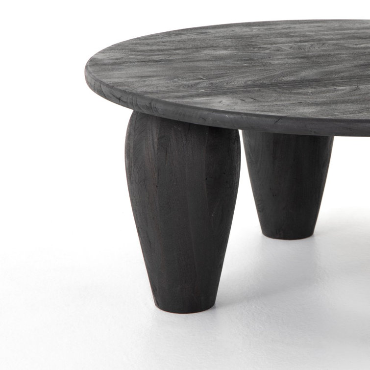 Round Black Reclaimed Wood Coffee Table with Storage
