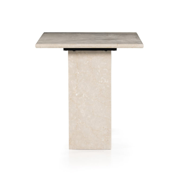 Leonel 60'' Cream Marble Desk with Polished Edges and Drawer