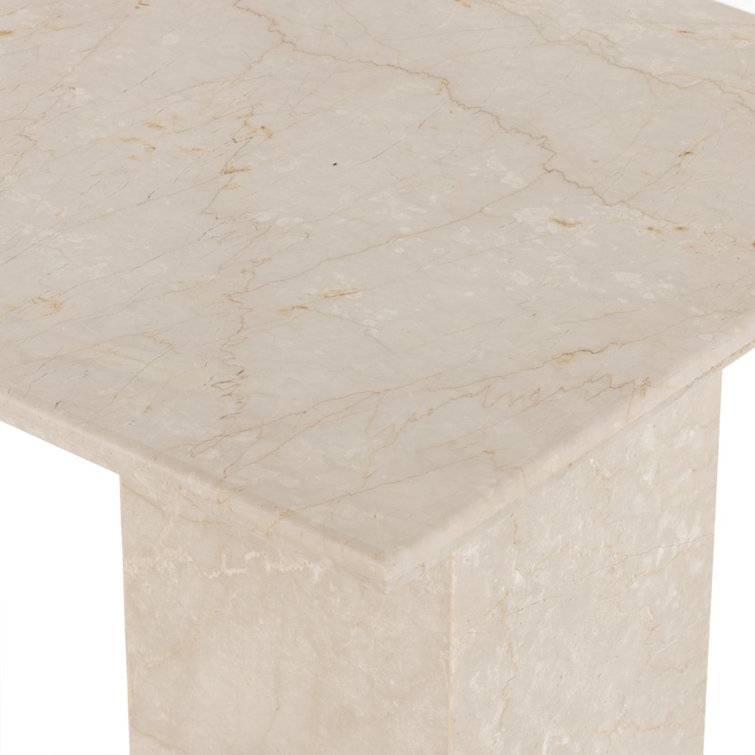 Leonel 60'' Cream Marble Desk with Polished Edges and Drawer