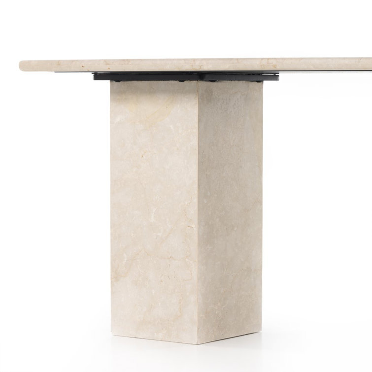 Leonel 60'' Cream Marble Desk with Polished Edges and Drawer