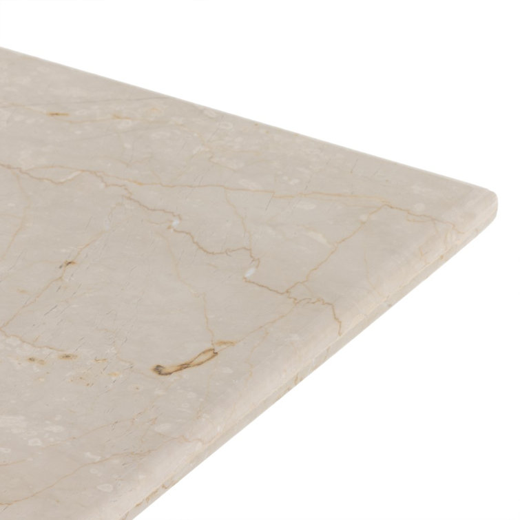 Leonel 60'' Cream Marble Desk with Polished Edges and Drawer