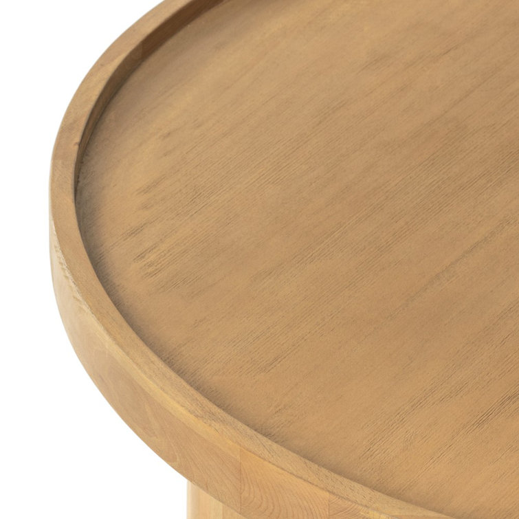 Modern Asymmetrical Round Beechwood Coffee Table with Storage