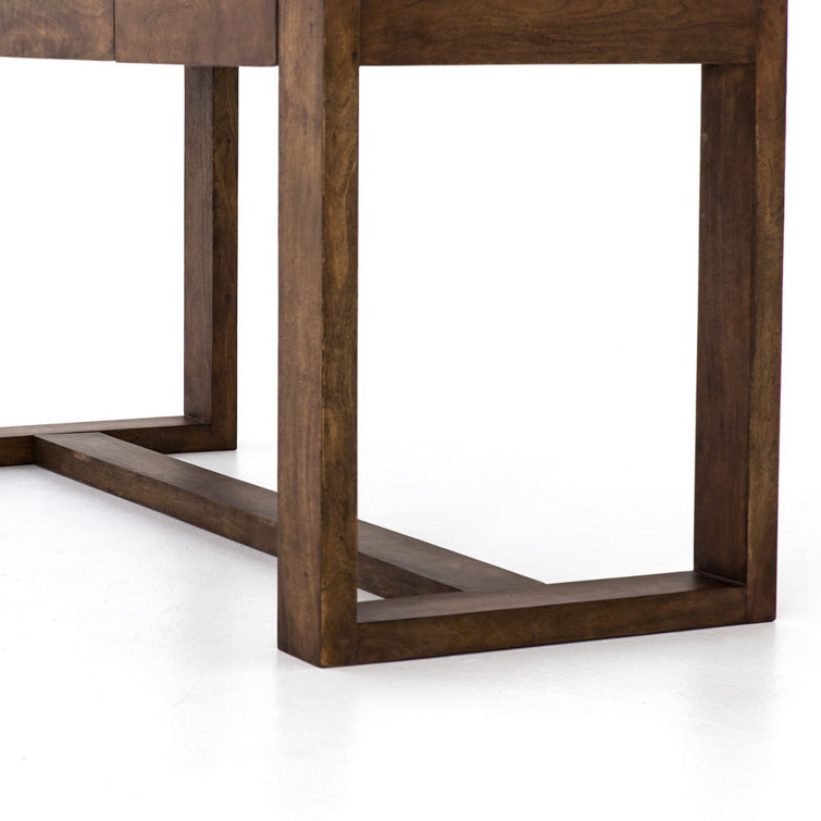 Brown Acacia and White Marble Kitchen Island with Drawers