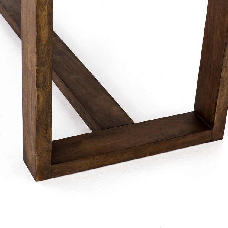 Brown Acacia and White Marble Kitchen Island with Drawers