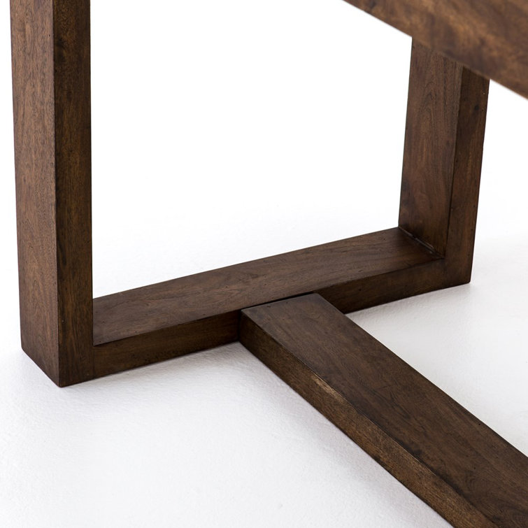 Brown Acacia and White Marble Kitchen Island with Drawers
