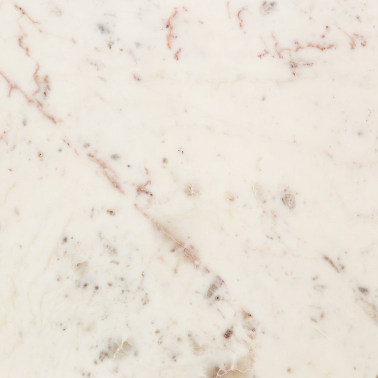 Brown Acacia and White Marble Kitchen Island with Drawers