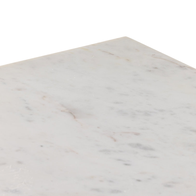 Smoked Acacia and White Marble Kitchen Island with Shelves