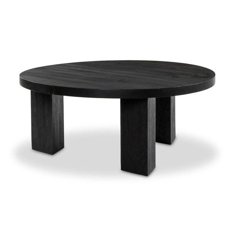 Contemporary Light Brushed Parawood Round Coffee Table, 38"