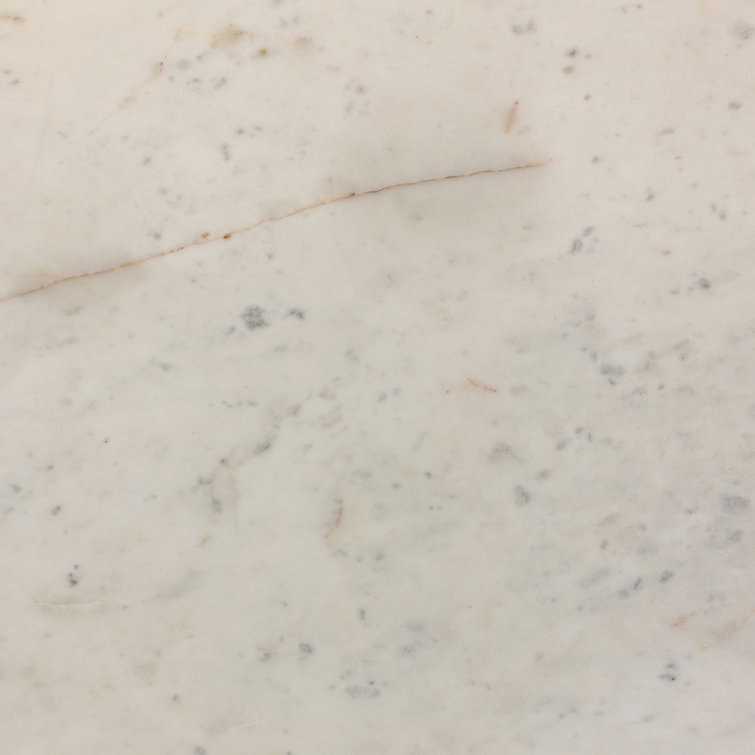 Smoked Acacia and White Marble Kitchen Island with Shelves