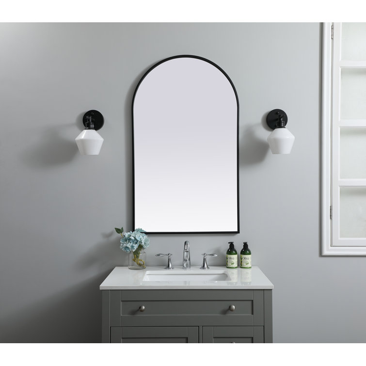 Black Arch Metal Frame Rectangular Wall Mirror