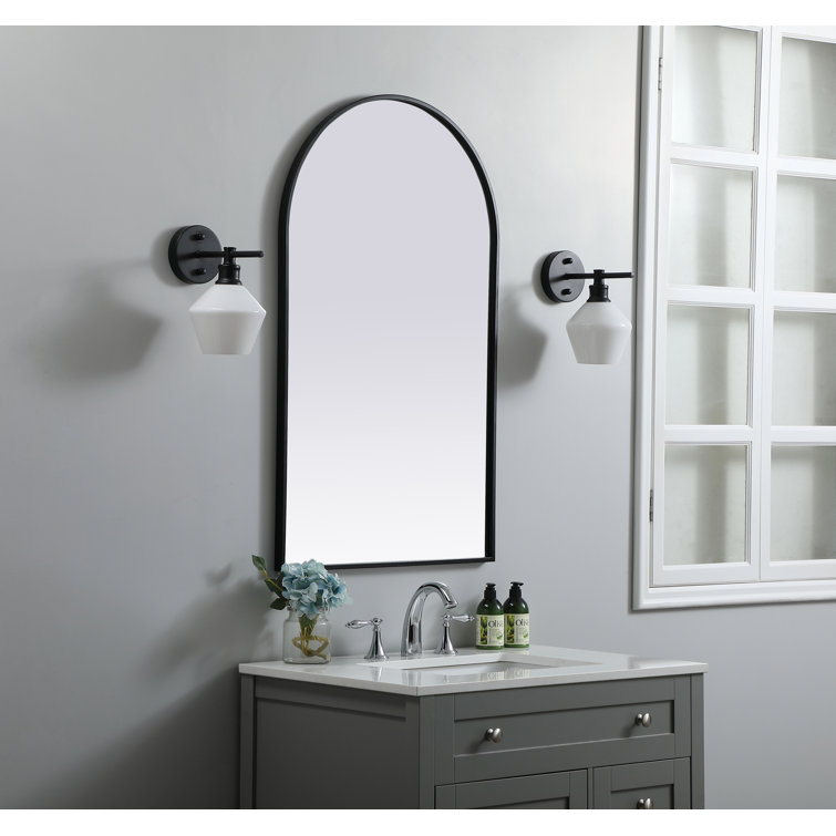 Black Arch Metal Frame Rectangular Wall Mirror
