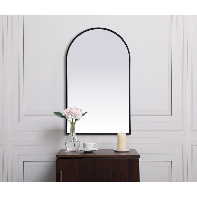Black Arch Metal Frame Rectangular Wall Mirror