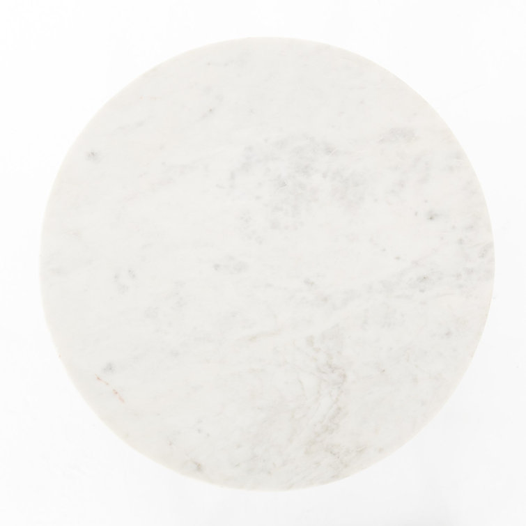 Round White Marble and Gold Metal End Table