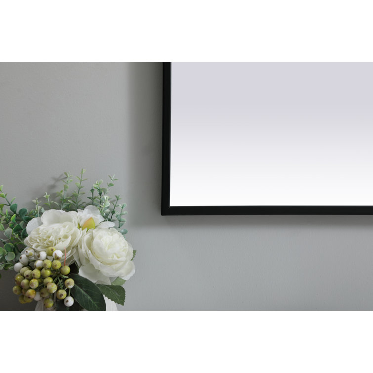 Black Metal Arch Wall Mirror with Vertical Mount
