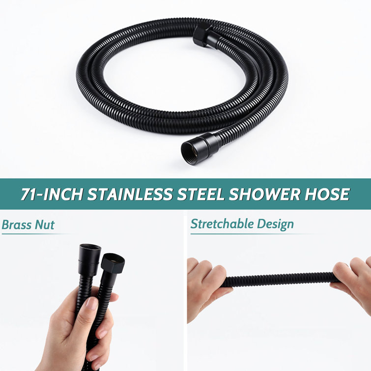 Matte Black 12-Inch Dual Rain Shower Head with Handheld