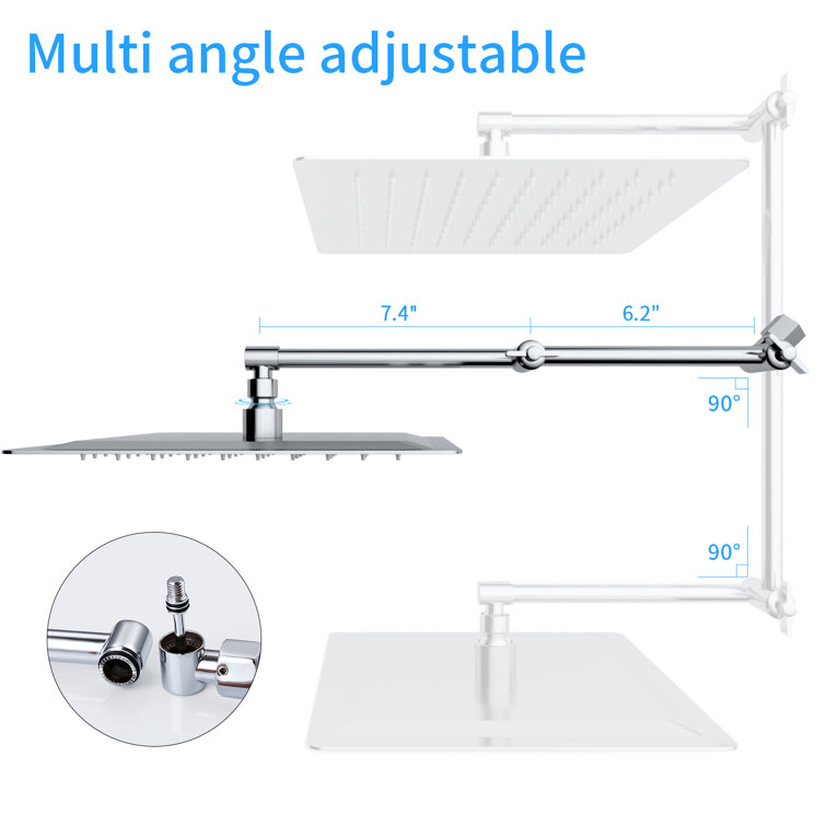12-Inch Chrome Dual Rain Shower Head with Handheld