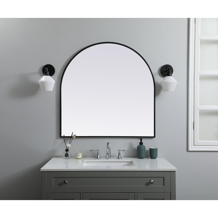 Black Metal Arch Wall Mirror with MDF Backing