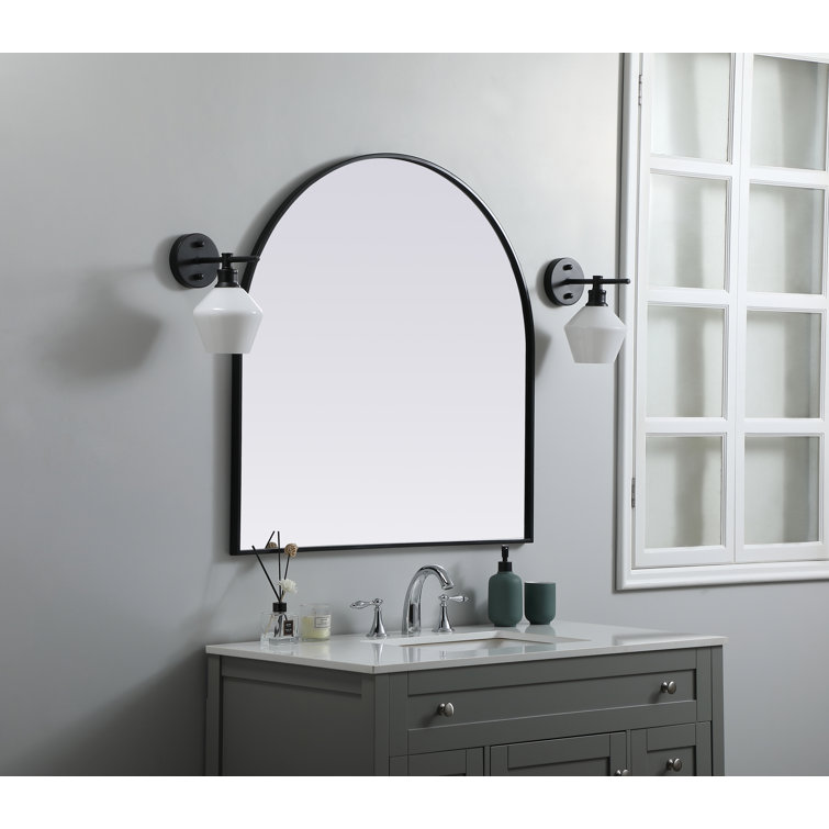 Black Metal Arch Wall Mirror with MDF Backing
