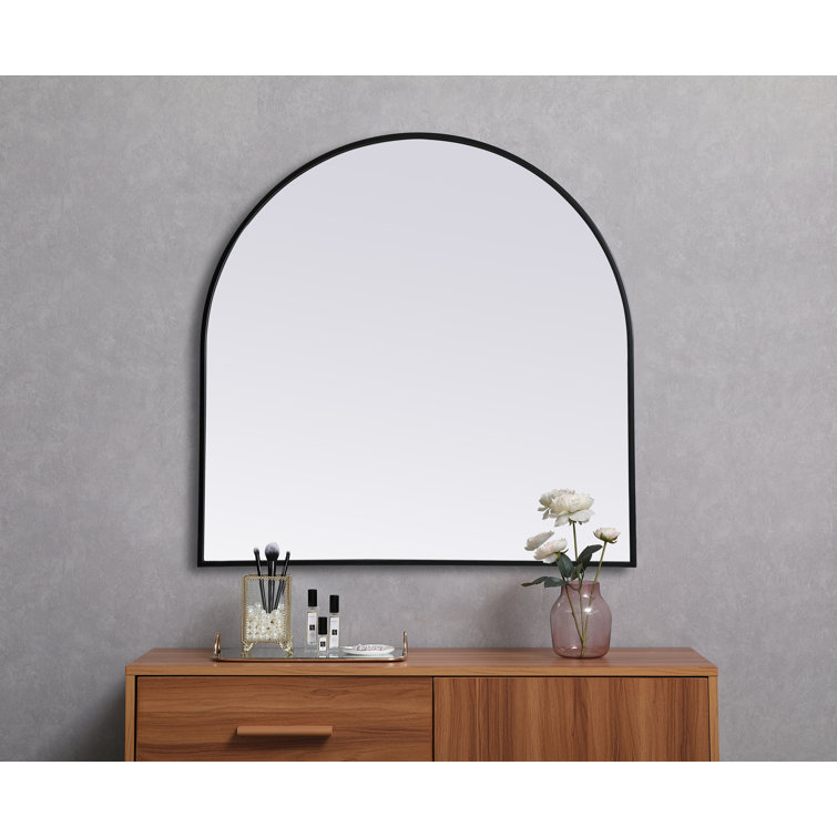 Black Metal Arch Wall Mirror with MDF Backing