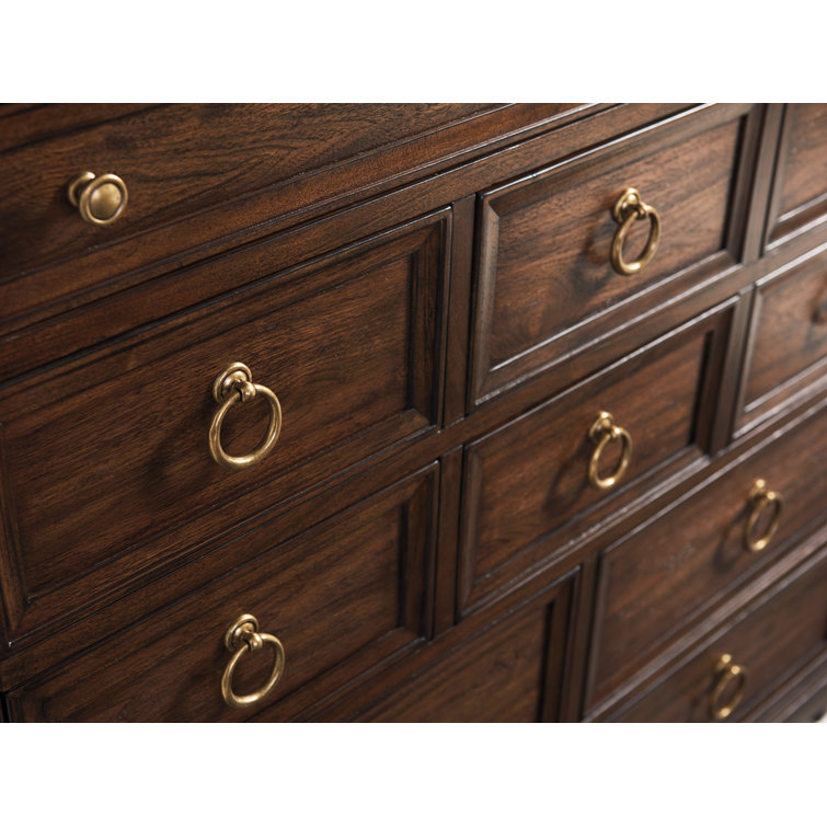 Walnut Brown 12-Drawer Transitional Gentleman's Chest