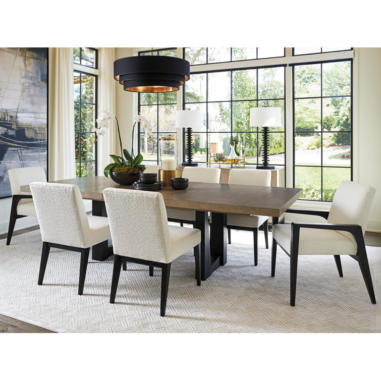 White Upholstered Arm Chair with Dark Wood Frame