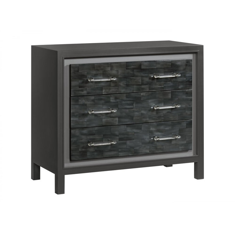 Elation Gray Faux Horn 3-Drawer Hall Chest with Acrylic Hardware