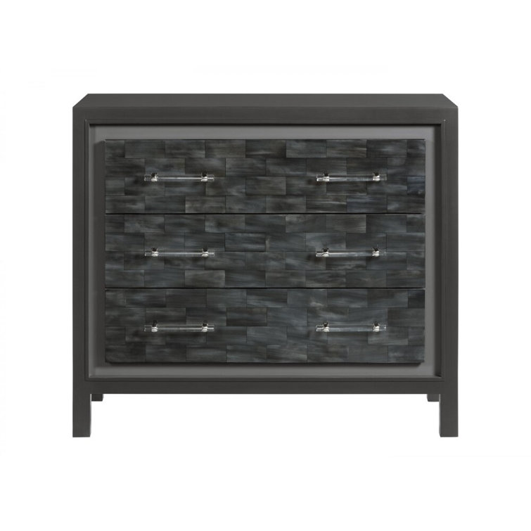 Elation Gray Faux Horn 3-Drawer Hall Chest with Acrylic Hardware