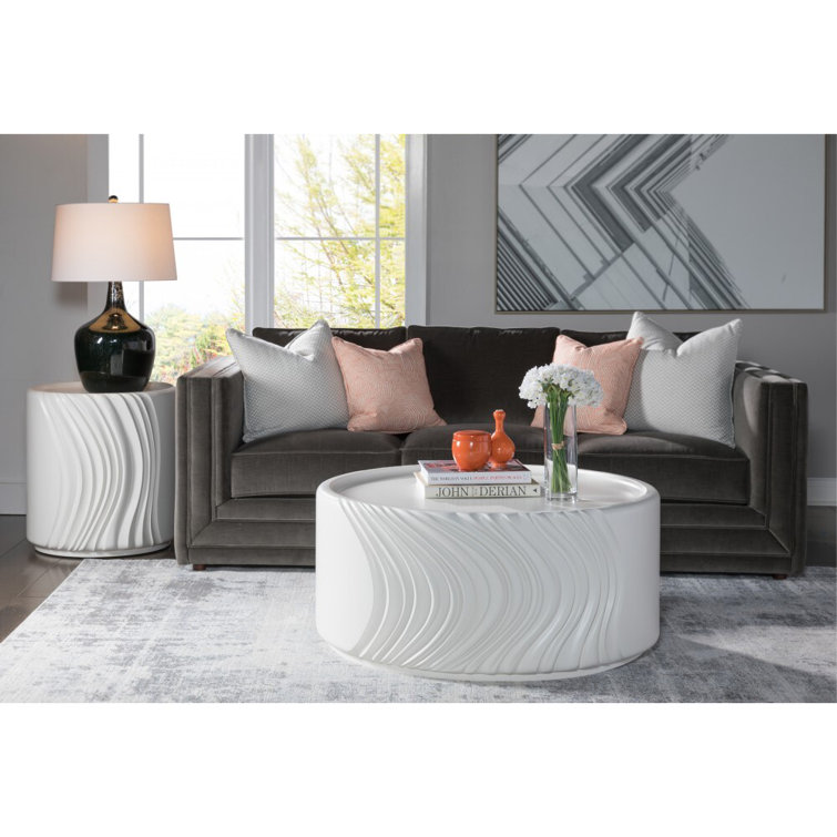 White Round Acrylic Mid Century Modern Occasional Table