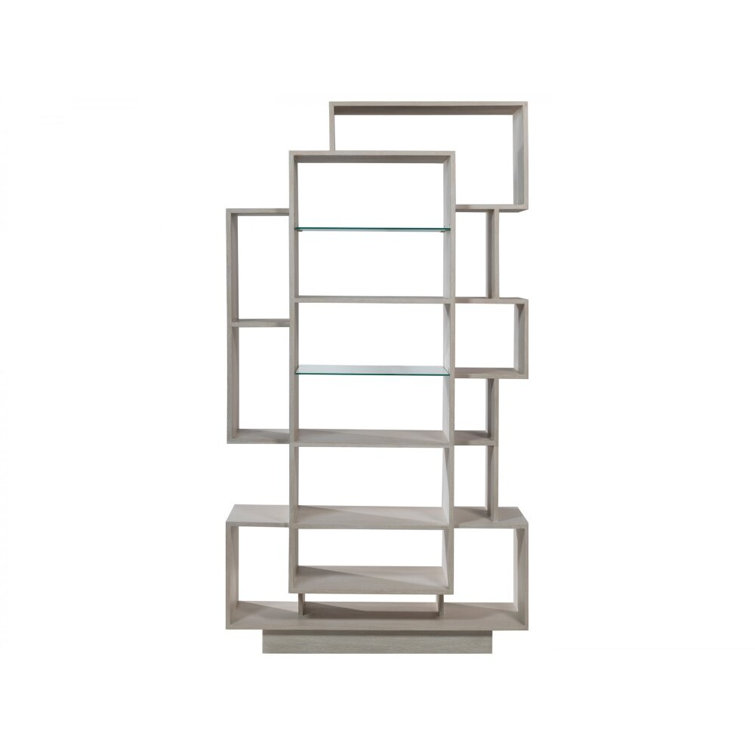 Misty White Gray Adjustable Asymmetrical Wood Bookcase