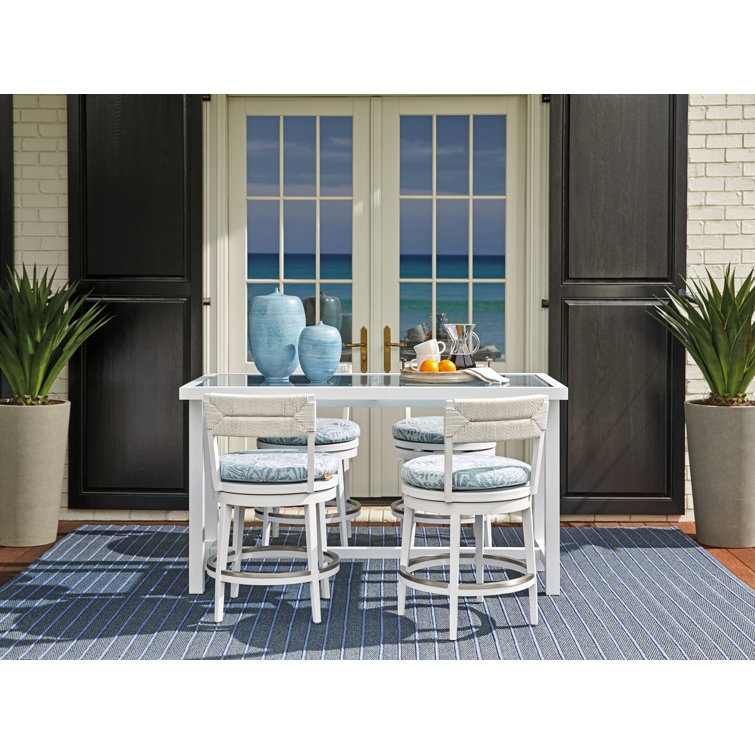 Pearl White Metal Swivel Counter Stool with Upholstered Seat