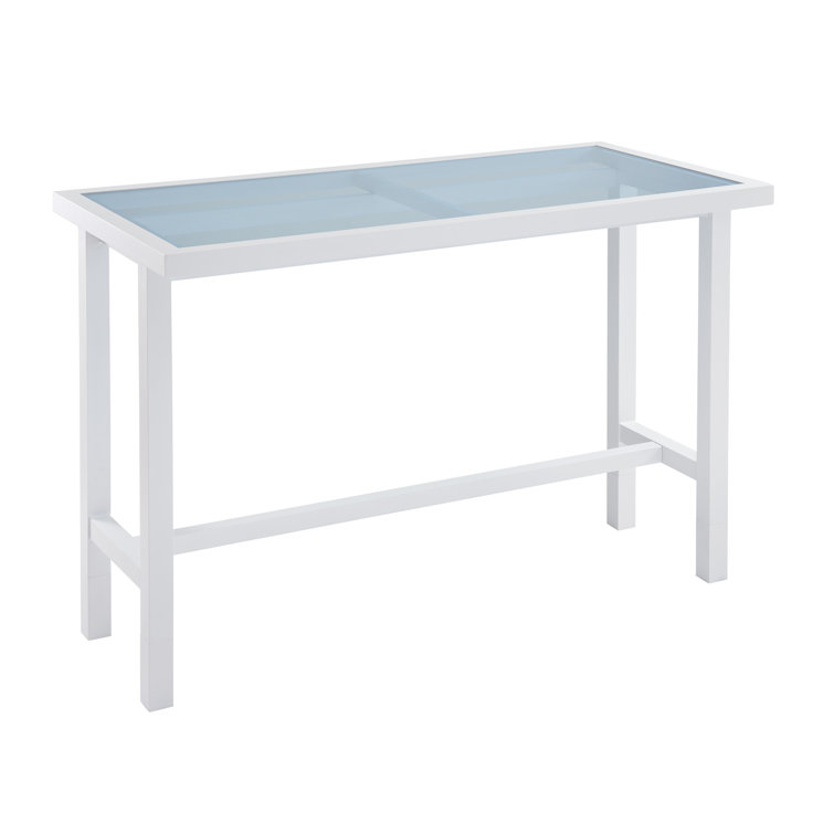 Ocean Breeze White and Blue Glass Top Bistro Table