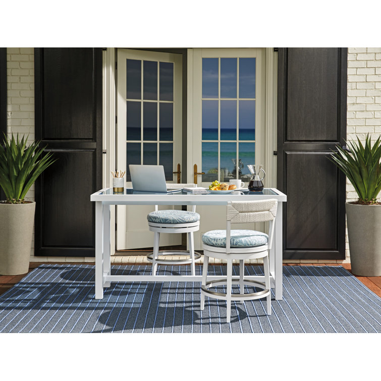 Ocean Breeze White and Blue Glass Top Bistro Table