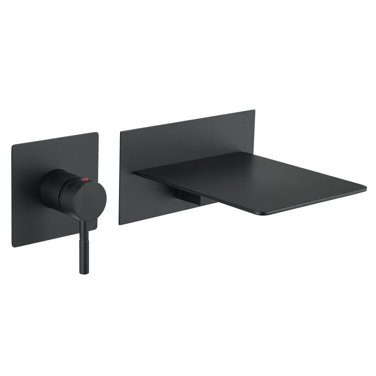 Matte Black Wall-Mounted Single-Handle Waterfall Bathroom Faucet