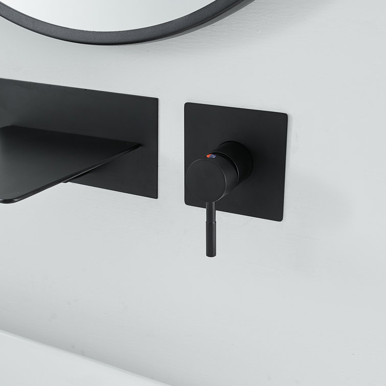 Matte Black Wall-Mounted Single-Handle Waterfall Bathroom Faucet