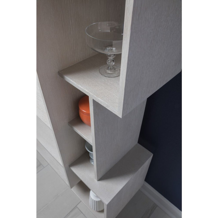 Misty White Gray Adjustable Asymmetrical Wood Bookcase