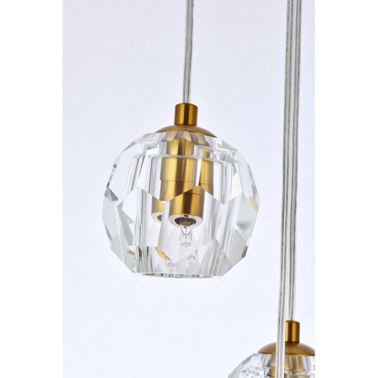Gold Crystal Glass 10-Light Cluster Pendant