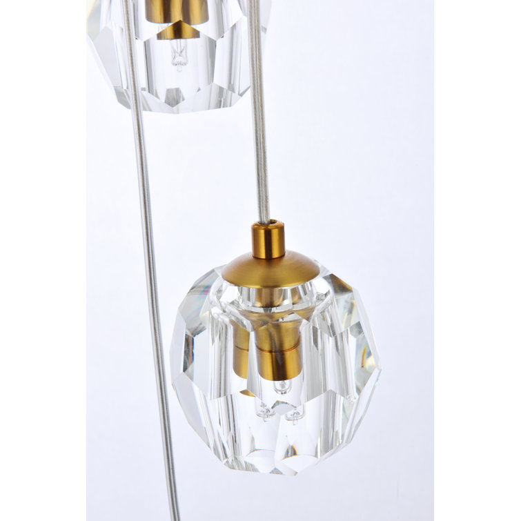 Gold Crystal Glass 10-Light Cluster Pendant