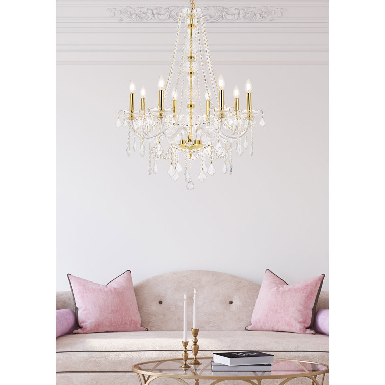 Verona Gold 8-Light Chandelier with Clear Royal Cut Crystal Trim