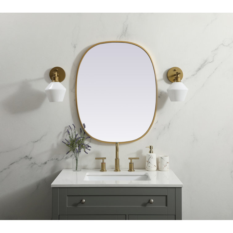 Brass Framed Oval Full Length Bathroom Mirror