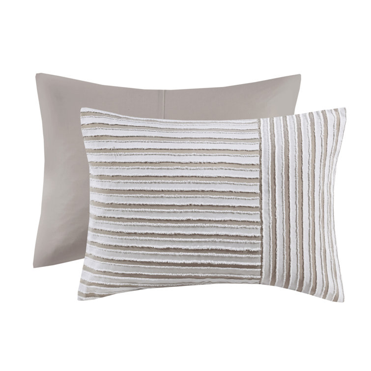 Taupe and Greige Jacquard King Duvet Cover Set