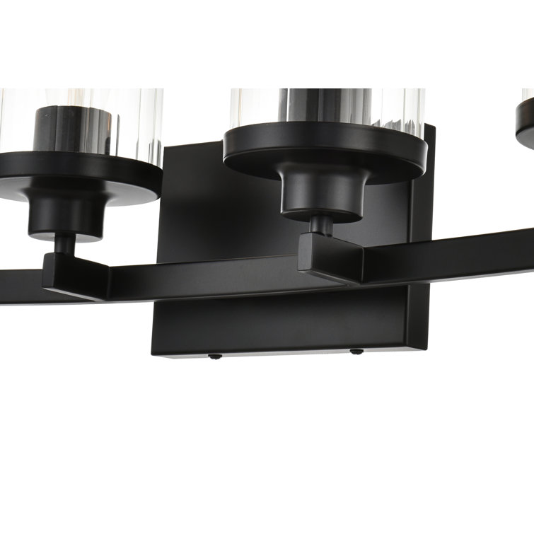Black Iron 4-Light Dimmable Vanity Light with Clear Glass Shades