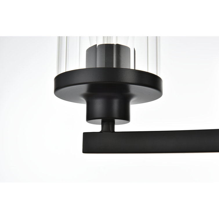 Black Iron 4-Light Dimmable Vanity Light with Clear Glass Shades