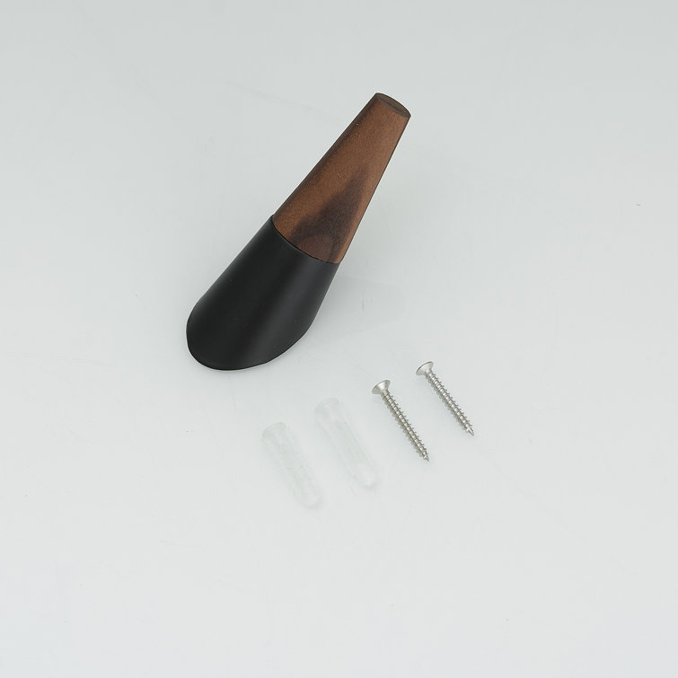 Black and Walnut Wall Mounted Towel Hooks Set