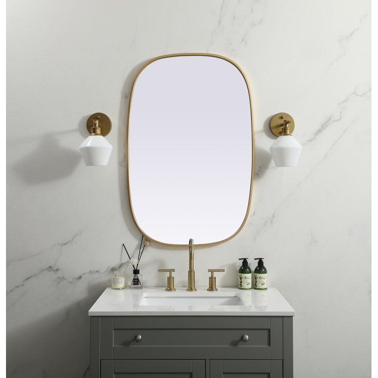 Brass Framed Oval Full Length Bathroom Mirror