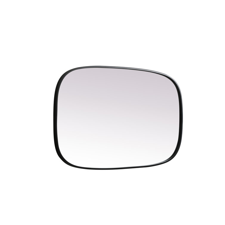 Black Metal Frame Oval Wall Mirror 24 x 40 Inch