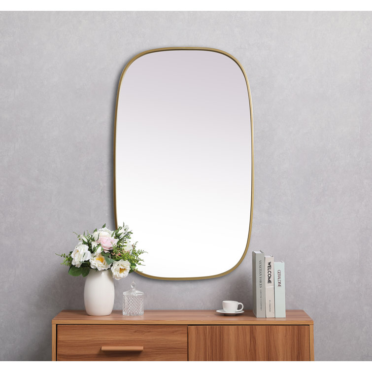 Brass Oval Metal Frame Bathroom Mirror