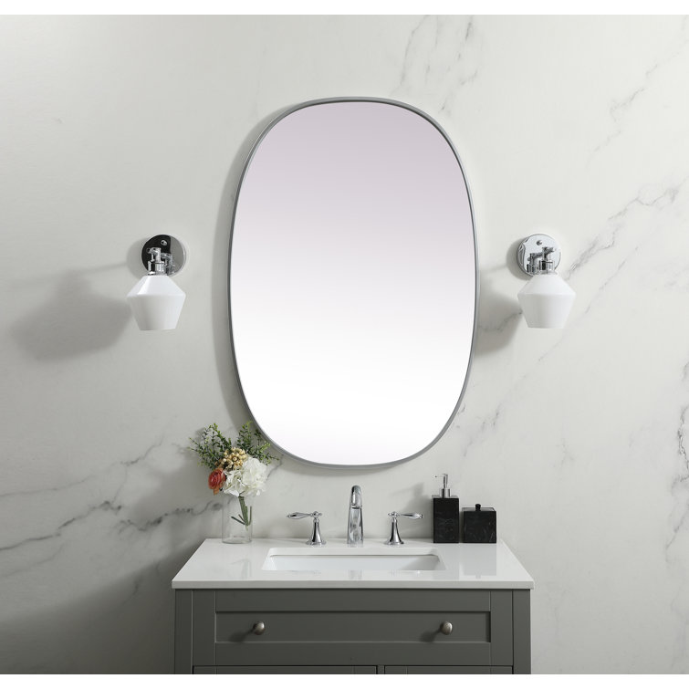 Silver Oval Full Length Metal Frame Bathroom Mirror